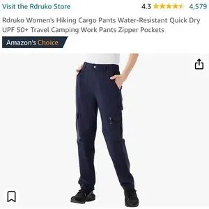 Rdruko Womens Hiking Trousers Elasticated Waist Lightweight Quick Dry Stretchy Outdoor Pants For Camping Walking Trekking Navy Blue L - View #12